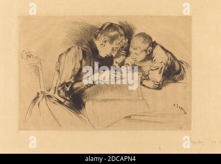 Auguste Lepère, (artista), francese, 1849 - 1918, Images (Les images), 1889, drypoint Foto Stock