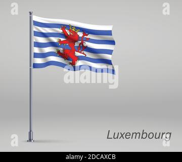 Bandiera a battente del Lussemburgo - provincia del Belgio su flagpole. Modello per il giorno dell'indipendenza Illustrazione Vettoriale