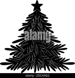 Pino nero e bianco. Silhouette ridimensionabile vettoriale di un nuovo Illustrazione Vettoriale