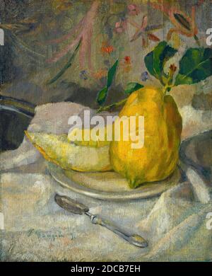 Francese 19 ° secolo, (pittore), Melone e Lemon, c.. 1900, olio su tela su legno, totale: 36.8 x 29.9 cm (14 1/2 x 11 3/4 in.), incorniciato: 58.4 x 51.1 x 7.3 cm (23 x 20 1/8 x 2 7/8 in Foto Stock