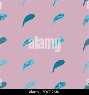 Semplice motivo geometrico di piume disegnate a mano. Motivo in piuma senza cuciture di colore rosa Illustrazione Vettoriale