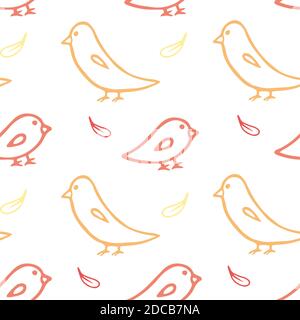 Motivo a forma di uccelli senza cuciture realizzato in vettoriale Illustrazione Vettoriale