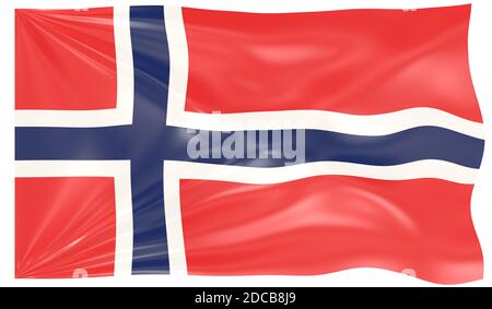 Rendering 3d di una bandiera di Norvegia ondulata Foto Stock
