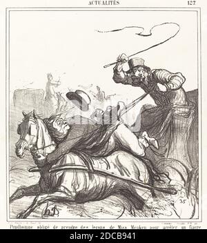 Honoré Daumier, (artista), francese, 1808 - 1879, Prudhomme obligé de prendre des leçons..., Actualités, (serie), 1867, litografia Foto Stock