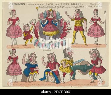 Personaggi, da 'Jack il Gigante Killer', Plate 2 per un Toy Theatre, 1870-90. Foto Stock