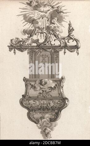 Design per un pulpito, Plate 4 da una serie senza titolo di Pulpit Designs, stampato ca. 1750-56. Foto Stock