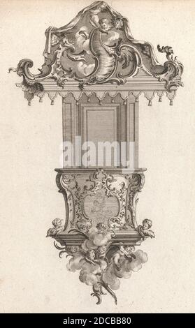 Design per un pulpito, Plate 2 da una serie senza titolo di Pulpit Designs, stampato ca. 1750-56. Foto Stock