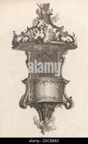 Disegno per un pulpito, lastra 1 da una serie senza titolo di disegni Pulpit, stampato ca. 1750-56. Foto Stock