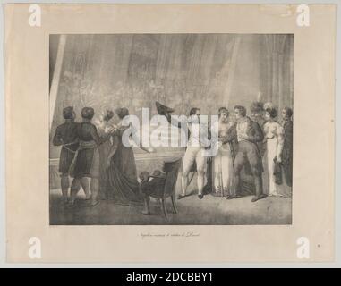 Napoleone e Josephine in visita allo Studio di Davide, 4 gennaio 1808, ca. 1820-30. Foto Stock