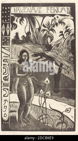 Paul Gauguin, (artista), Francese, 1848 - 1903, nave nave Fenua (Delightful Land), Noa Noa Suite, (serie), 1894/1895, taglio di legno stampato in nero e grigio da Pola Gauguin nel 1921 Foto Stock