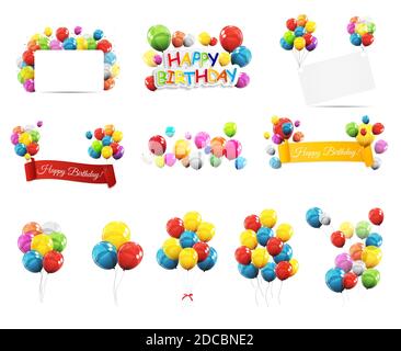 Colour Glossy Balloons Mega Set Illustration Foto Stock