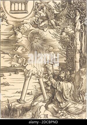 Albrecht Dürer, (artista), tedesco, 1471 - 1528, San Giovanni divorando il Libro, l'Apocalisse, (serie), probabilmente c.. 1496/1498, taglio di legno, foglio (tagliato a immagine): 40 × 28.6 cm (15 3/4 × 11 1/4 pollici Foto Stock