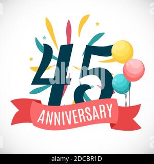 Modello anniversario 45 anni con illustrazione della barra multifunzione Foto Stock