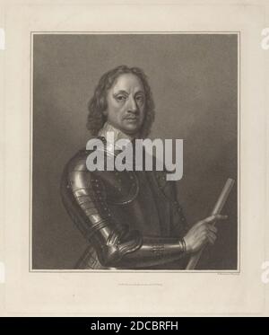 Francesco Bartolozzi, (artista), Fiorentino, 1727 - 1815, Robert Walker, (artista dopo), Inglese, 1607 - 1658 o 1660, Oliver Cromwell, 1802, incisione a stipsi Foto Stock