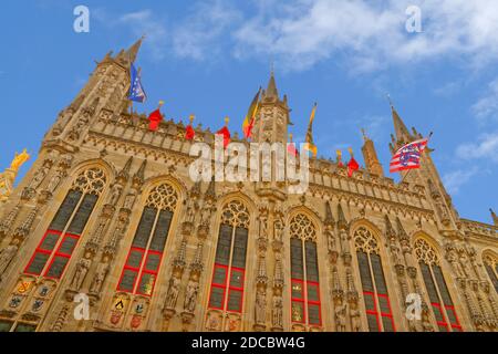 Municipio di Bruges, Bruges, Belgio. Foto Stock