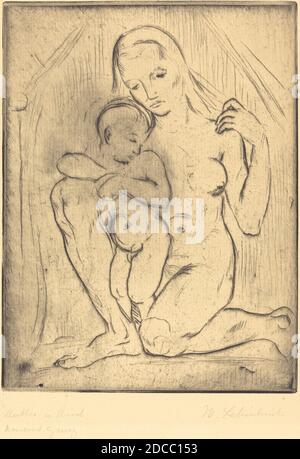 Wilhelm Lehmbruck, (artista), tedesco, 1881 - 1919, Mutter und Kind (madre e bambino), 1910, drypoint Foto Stock