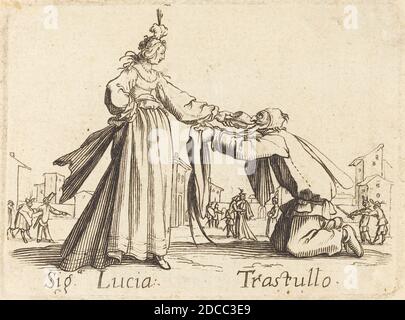 Francese 17 ° secolo, (artista), Jacques Callot, (artista dopo), francese, 1592 - 1635, Signa. Lucia e Trastullo, Balli di Stessania (set di 17 copie: 1943.3.2182-2198), (serie), acquaforte Foto Stock