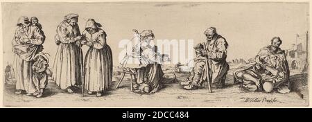 Wenceslaus Hollar, (artista), Bohemian, 1607 - 1677, Jacques Callot, (artista dopo), francese, 1592 - 1635, sei Men and Women Beggars, The Beggars: pl.4, (serie), incisione Foto Stock