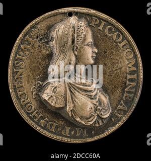 Mantovano XVI secolo, (artista), Ortensia Piccolomini, c.. 1500, bronzo, totale (diametro): 5.57 cm (2 3/16 in.), peso lordo: 72.21 gr (0.159 lb.), asse: 6:00 Foto Stock