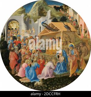 Fra Angelico, (pittore), fiorentino, c.. 1395 - 1455, fra Filippo Lippi, (pittore), fiorentino, c. 1406 - 1469, l'Adorazione dei Magi, c.. 1440/1460, tempera su pannello di pioppo, totale (diametro): 137.3 cm (54 1/16 pollici), incorniciato: 188 x 171.5 x 12.7 cm (74 x 67 1/2 x 5 pollici Foto Stock