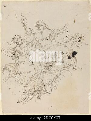 Donato Creti, (artista), bolognese, 1671 - 1749, l'Ascensione della Vergine, penna e inchiostro marrone e nero su carta a fogli, totale (approssimativo): 25.9 x 20.3 cm (10 3/16 x 8 pollici Foto Stock