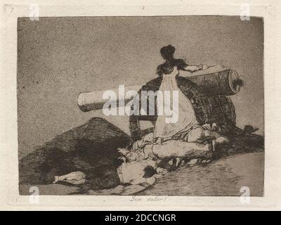 Francisco de Goya, (artista), Spagnolo, 1746 - 1828, Que valor! (Che coraggio!), Desastres de la guerra: pl.7, (serie), pubblicato 1863, acquaforte, acquatint, punto secco, incisione, e brunitura Foto Stock