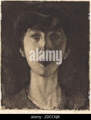 Albert Besnard, (artista), francese, 1849 - 1934, Regina Elisabetta del Belgio (la Reine Élisabeth de Belgique), 1917, acquaforte e acquatinto in marrone-nero su carta defilata, piastra: 30.3 x 24.7 cm (11 15/16 x 9 3/4 pollici), foglio: 35.7 x 28.5 cm (14 1/16 x 11 1/4 pollici Foto Stock