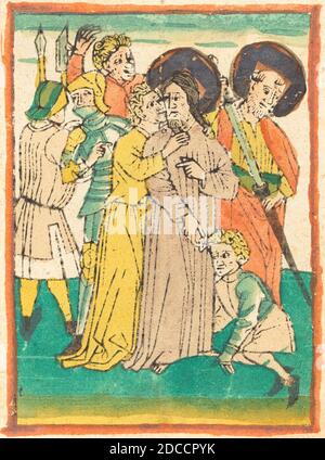 Tedesco 15 ° secolo, (artista), il tradimento di Cristo, c.. 1460/1465, in legno, colorato a mano in blu-verde, arancione, giallo e marrone chiaro Foto Stock