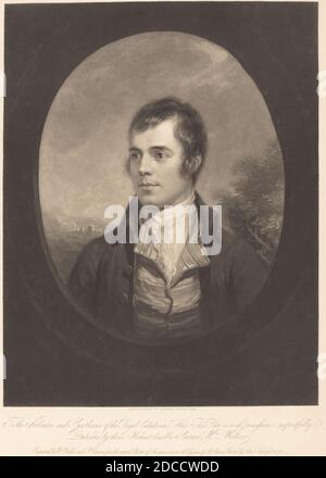 Samuel Cousins, (artista), britannico, 1801 - 1887, William Walker, (artista), scozzese, 1791 - 1867, Alexander Nasmito, (artista dopo), scozzese, 1758 - 1840, Robert Burns, pubblicato 1842, mezzotint e incisione Foto Stock