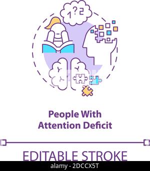 Persone con icona di concetto di deficit di attenzione Illustrazione Vettoriale