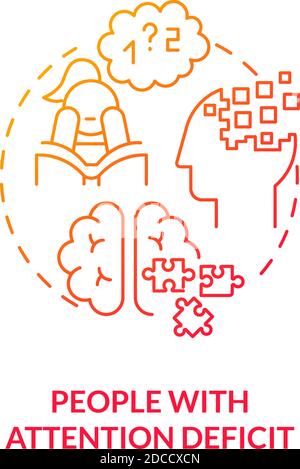 Persone con icona di concetto di deficit di attenzione Illustrazione Vettoriale