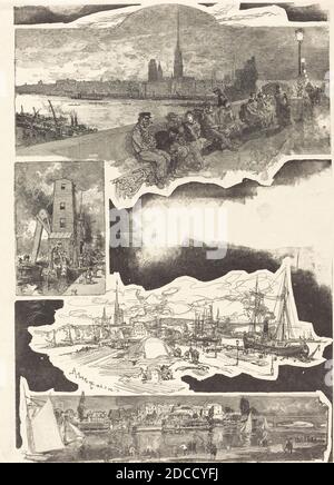 Auguste Lepère, (artista), Francese, 1849 - 1918, Rouen, 1888, incisione in legno Foto Stock