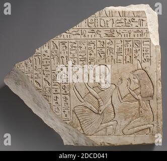 Votiva Stela con Userhat e Nefertari Foto Stock