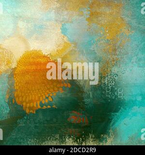 Astratto Sottopedale Paintly Subacquea in Teal e Orange Foto Stock