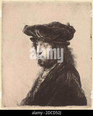 Rembrandt van Rijn, (artista), olandese, 1606 - 1669, Jan Lievens, (artista dopo), olandese, 1607 - 1674, il quarto capo orientale, c.. 1635, incisione, foglio: 16.3 x 13.9 cm (6 7/16 x 5 1/2 pollici Foto Stock