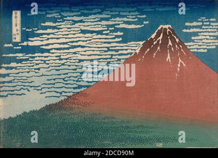 Katsushika Hokusai, pubblicato da Nishimuraya Yohachi (Eijudō) - Vento fine, tempo chiaro (Gaifū kaisei), noto anche come Red Fuji, dalla serie trentasei viste o.. Foto Stock