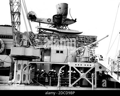 HMS Sussex, aereo Hawker Osprey, anni '30 Foto Stock