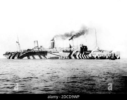 WWI, USS Leviathan, Dazzle Camouflage, 1918 Foto Stock