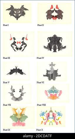 Dieci Inkblot originali Rorschach, 1922 Foto Stock