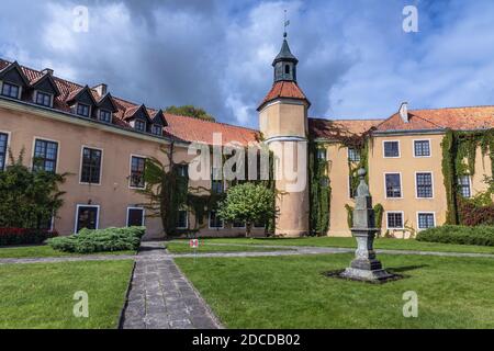 Palazzo Dohna nella città di Morag, nella contea di Ostroda nel Voivodato Warmiano-Masuriano della Polonia settentrionale Foto Stock