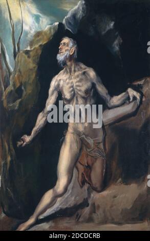 El Greco, (pittore), Greco, 1541 - 1614, San Girolamo, c.. 1610/1614, olio su tela, totale: 168 x 110.5 cm (66 1/8 x 43 1/2 pollici), incorniciato: 194.3 x 137.2 x 6.4 cm (76 1/2 x 54 x 2 1/2 pollici Foto Stock