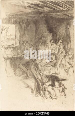 James McNeill Whistler, (artista), americano, 1834 - 1903, The Little Forge, 1875, drypoint Foto Stock