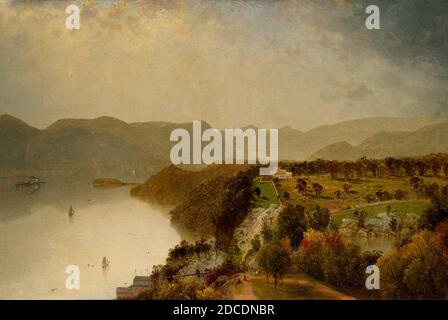 John Frederick Kensett, Vista dal Cozzen's Hotel vicino a West Point, N.Y., 1863, olio su tela, 20 x 34 pollici. Foto Stock