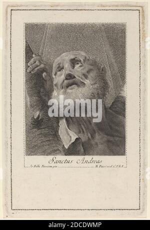 Marco Alvise Pitteri, (artista), italiano, 1702 - 1786, Giovanni Battista Piazzetta, (artista dopo), italiano, 1683 - 1754, Sanctus Andreas, Capi di Cristo, la Vergine e gli Apostoli, (serie), incisione Foto Stock