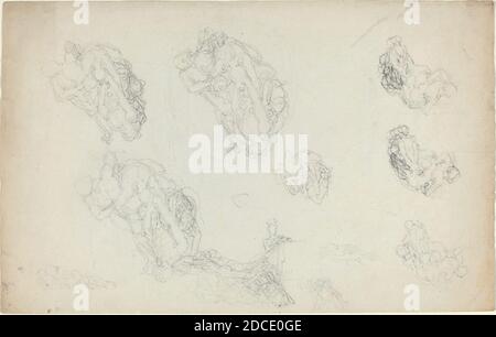 John Flaxman, (artista), British, 1755 - 1826, foglio di studio, grafite, totale: 20.3 x 32.4 cm (8 x 12 3/4 pollici Foto Stock