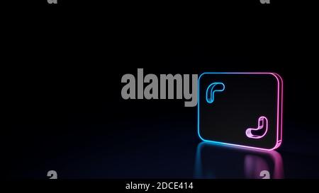 rendering 3d tecno neon viola blu brillante contorno simbolo wireframe della telecamera con cornice di visualizzazione isolata su sfondo nero con lucida riflessione sul floo Foto Stock
