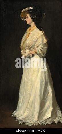 Robert Henri, (pittore), americano, 1865 - 1929, giovane donna in bianco, 1904, olio su tela, totale: 198.8 x 96.8 cm (78 1/4 x 38 1/8 in.), incorniciato: 218.5 x 116.8 cm (86 x 46 in Foto Stock