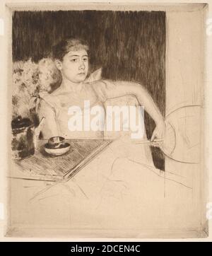 Mary Cassatt, (artista), americano, 1844 - 1926, Tea, c.. 1890, punto di essiccazione in nero, piastra: 17.7 x 15.5 cm (6 15/16 x 6 1/8 in.), foglio: 30.5 × 23.8 cm (12 × 9 3/8 in Foto Stock