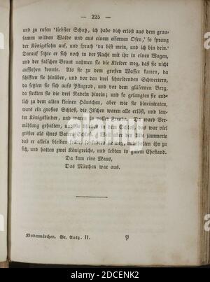 Kinder und Hausmärchen (Grimm) 1840 II 225. Foto Stock