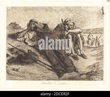 Eugène Delacroix, (artista), francese, 1798 - 1863, Arabi di Oran (Arabes d'Oran), 1833, incisione Foto Stock